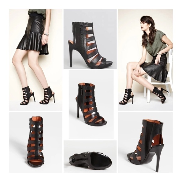 Via SPIGA Nya Black Leather Caged Bootie